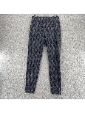 Lysse Pants Womens Small Gray Diamond Plaid Slimming Knit Ankle Leggings Stretch